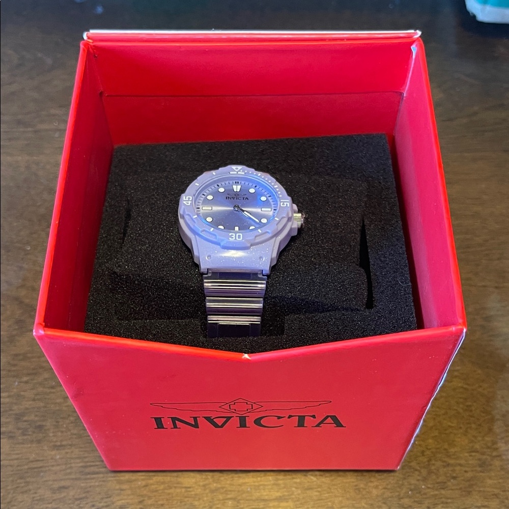 Invicta Purple Dial Silver Band Watch